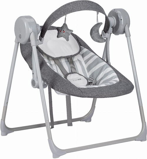 FreeOn Elektrisch Baby Relax Schaukel Snuggy Swing mit Musik Dark Grey Lines für Kind bis 9kg