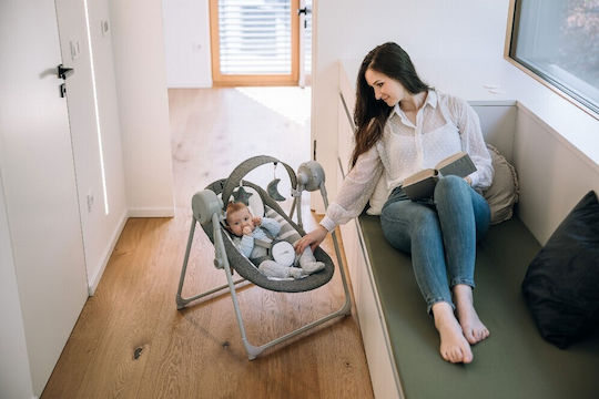 FreeOn Elektrisch Baby Relax Schaukel Snuggy Swing mit Musik Dark Grey Lines für Kind bis 9kg