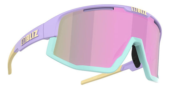 Bliz Cycling Glasses Fusion Brown-Pink Multi with Pink Frame & Mirror Lenses