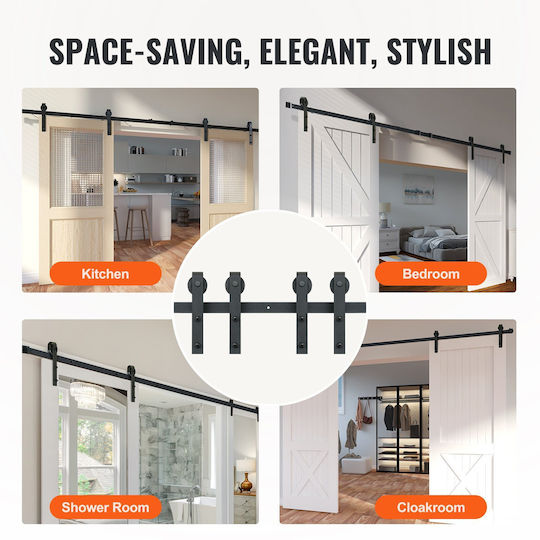 Vevor Sliding Door Mechanism 243.84cm Black
