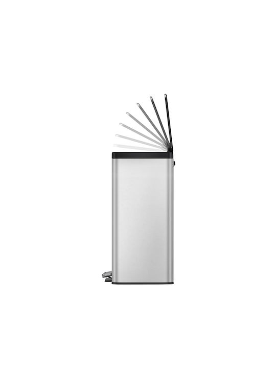 Eko Essential Office Waste Bin Pedal 20+20 Liters 2 Compartments Stainless Steel