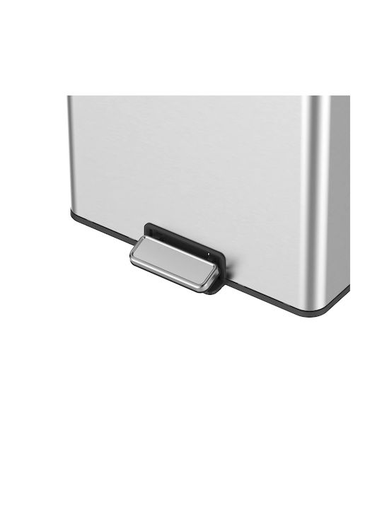 Eko Essential Office Waste Bin Pedal 20+20 Liters 2 Compartments Stainless Steel