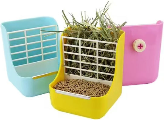 Kaninchen-Futterspender 2 in 1 Heu Trockenfutter B15xT15xH18cm Blau