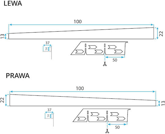 Tavă de Duș Înclinată 100 Cm Aurie
