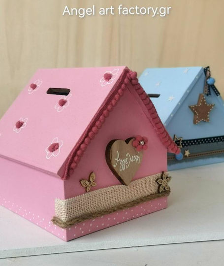 Wooden House-Shaped Money Box