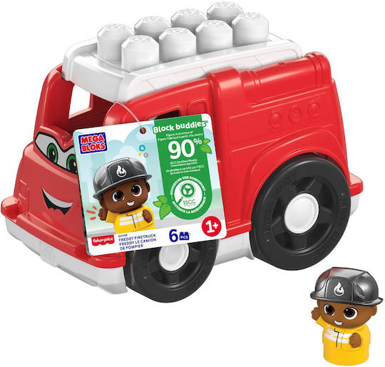 Mega Bloks First Builders Building Blocks Freddy Firetruck for 1 Plus Year 6 Pieces