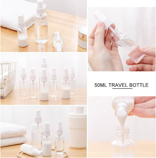 Set de Containere Cosmetice Tecos Material Plastic Transparent 9 Piese Kit Ideal pentru Călătorii