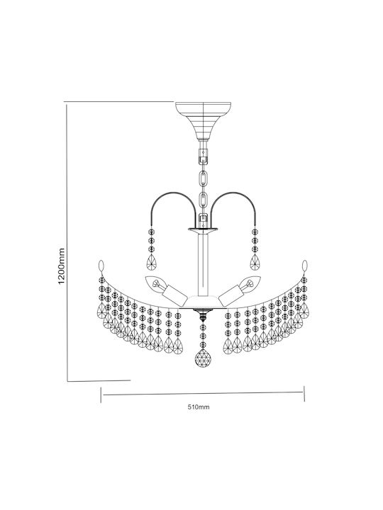 Agora Lighting Candelabru 5xE14 Ø51cm cu Cristale Elica Crystal Chandelier PD-ELICA-5-GL