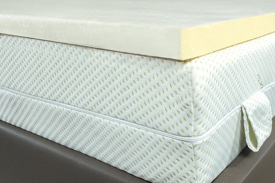 Alpha-Schaumstoff-Matratzenauflage Memory Foam Classic 140x200x5 cm Antibakterieller Aloe Vera Bezug Waschbar Interne Schutzschicht 4 Gurte