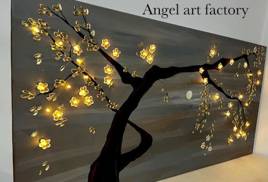 Painting Tree Embossed Flowers Leaves Light