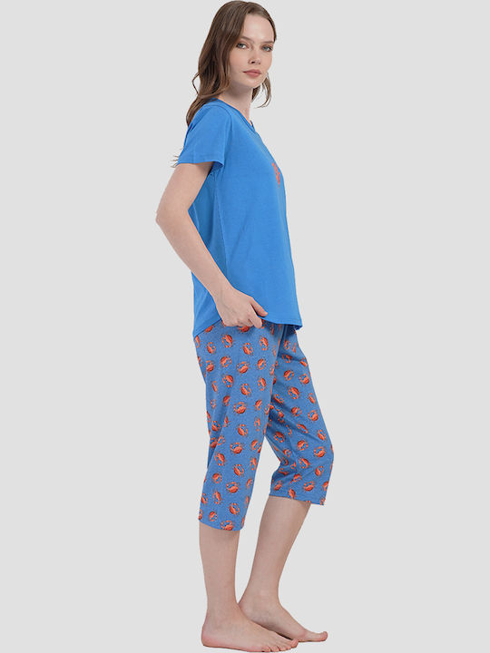 Vienetta Secret Sommer Damen Pyjama-Set Blue Roulette Vienetta Secret Sommer Damen Pyjama-Set Blue Roulette