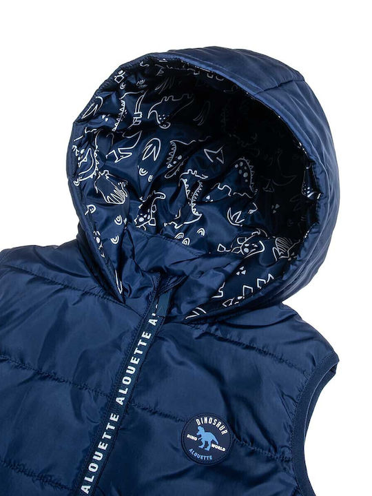 Παιδικό Casual Μπουφάν Αμάνικο με Κουκούλα Navy Μπλε