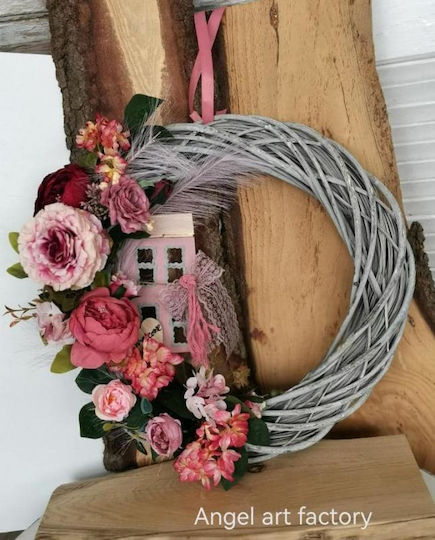 Decorative Wreath "Grey Rotten Apple Flowers" Little House