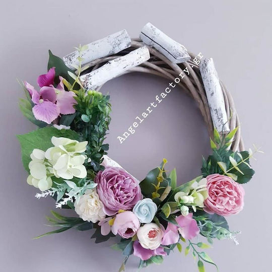Decorative Wreath "Grey Pastel Flowers"