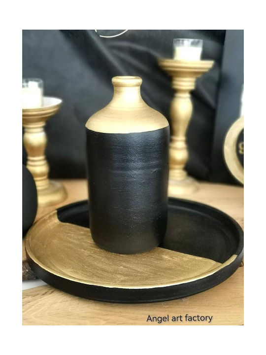 Vază ceramică de lux auriu-negru