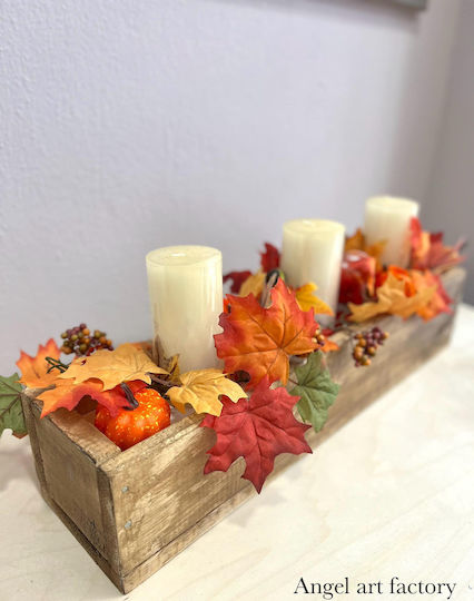 Herbstkomposition Holzsockel