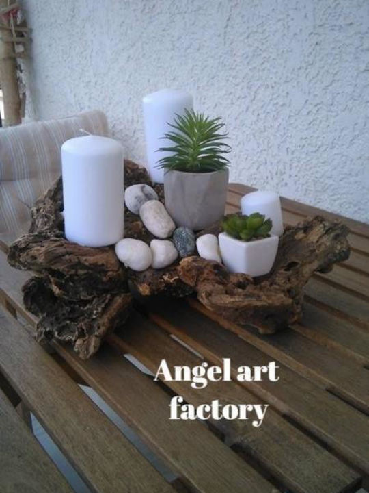Decorative Candle Holder "Driftwood Air Plants"