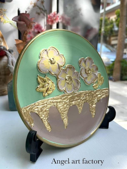 Ceramic Plate Vase with Embossed Flowers