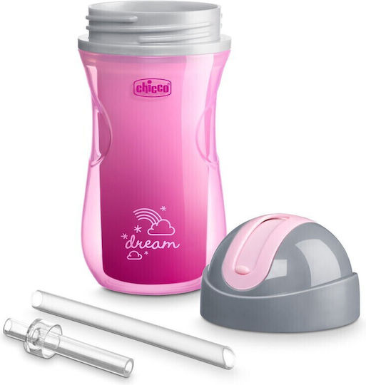 Chicco Παιδικό Ποτηράκι Sport από Σιλικόνη Ροζ 266ml για 14m+