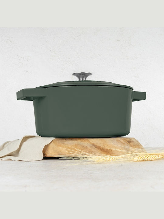 Berlinger Haus Matte Green Collection Deep Pot made of Cast Iron 4.35lt / 24cm
