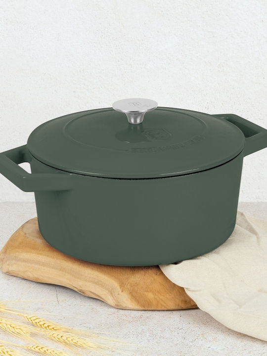 Berlinger Haus Matte Green Collection Deep Pot made of Cast Iron 4.35lt / 24cm