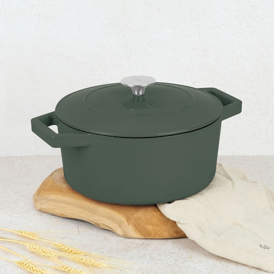 Berlinger Haus Matte Green Collection Tiefer Topf aus Gusseisen 4.35Es / 24cm
