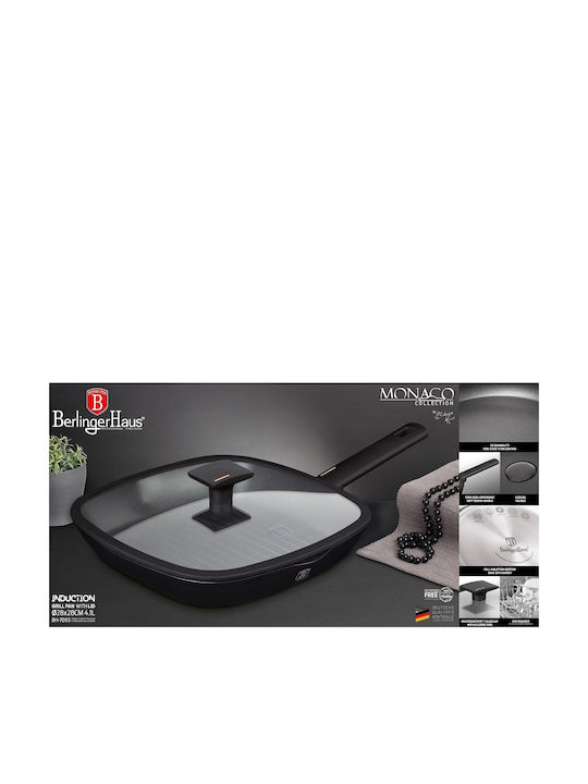 Berlinger Haus Monaco Collection Grill With Lid made of Aluminum with Non-Stick Coating 28cm