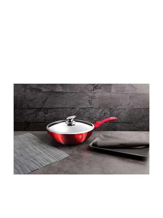 Berlinger Haus Metallic Line Wok από Αλουμίνιο Με Καπάκι με Επίστρωση από Πέτρα 28cm