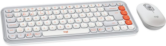 Logitech Pop Icon Combo Ασύρματο Bluetooth Σετ Πληκτρολόγιο & Ποντίκι Αγγλικό UK Λευκό