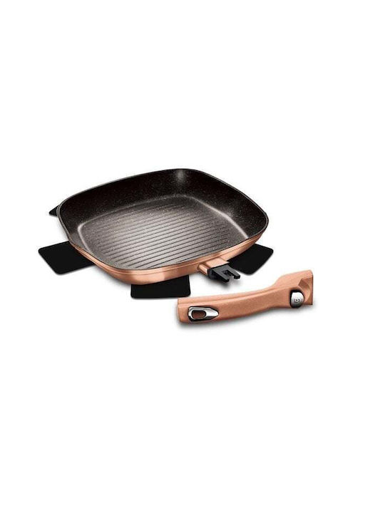 Berlinger Haus Metallic Line Grill made of Aluminum with Stone Coating Rose Gold Collection 28cm
