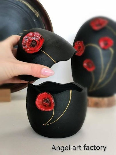 Keramikei mit Öffnung "Roter Mohn"