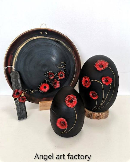 Keramikei mit Öffnung "Roter Mohn"