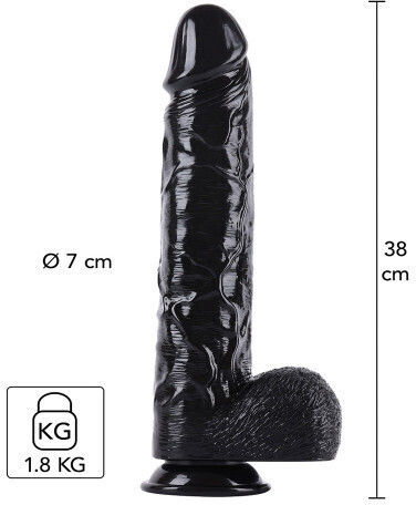Hidden Desire Ρεαλιστικό Dildo με Όρχεις και Βεντούζα Μαύρο 38cm