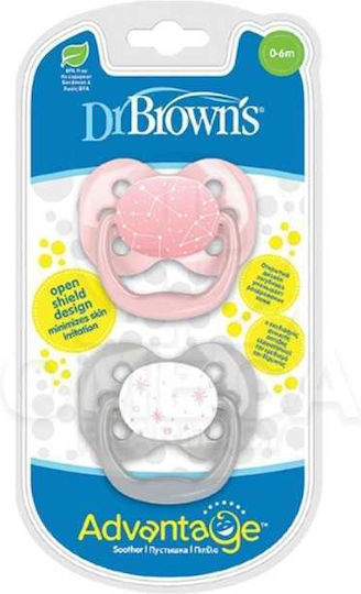 Dr. Brown's Advantage Pacifiers Silicone Pink-Grey for 0-6 months 2pcs