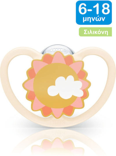 Nuk Space Orthodontic Pacifier Silicone with Case Sun - Beige for 6-18 months