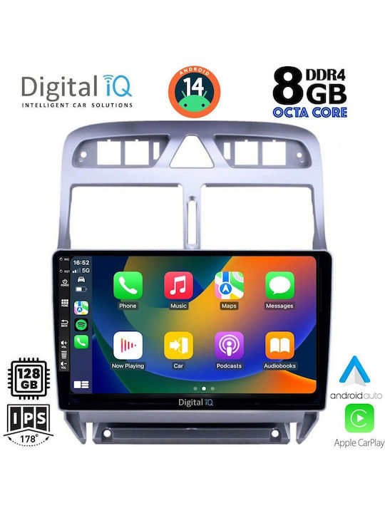 Digital IQ Ηχοσύστημα Αυτοκινήτου για Peugeot 307 2001-2008 (Bluetooth/USB/AUX/WiFi/GPS/Apple-Carplay/Android-Auto) με Οθόνη Αφής 9"