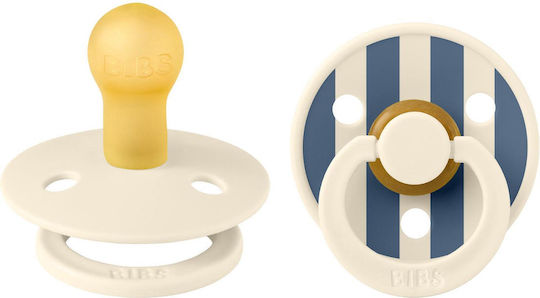 Bibs Colour Pacifiers Silicone Pin Ivory / Steel Blue for 0+ months 2pcs