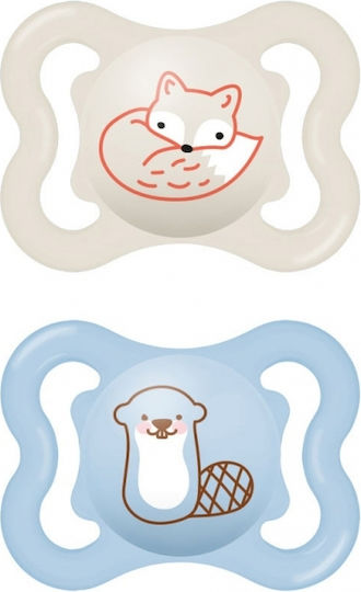 Mam Air Orthodontic Pacifiers Silicone Gray Fox & Blue Beaver for 2-6 months 2pcs