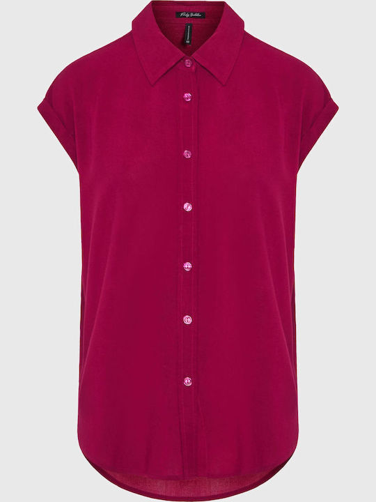 Women's Monochrome Short Sleeve Shirt Fuchsia