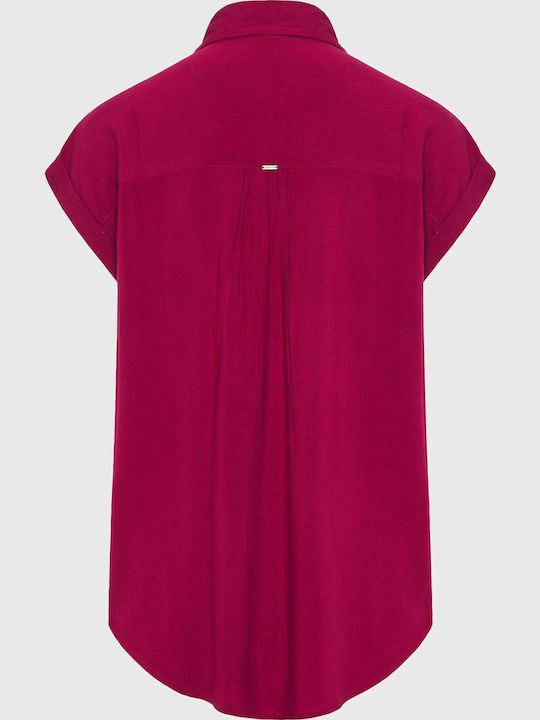 Women's Monochrome Short Sleeve Shirt Fuchsia