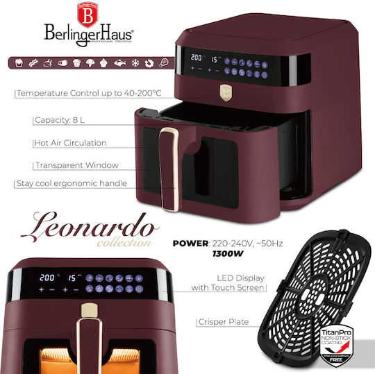 Berlinger Haus Air Fryer 8lt Κόκκινο BH-9687