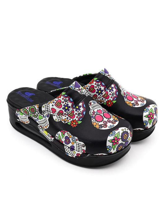 TerlikSabo Air Max Γυναικεία Δερμάτινα Ανατομικά Σαμπό Skull Flower