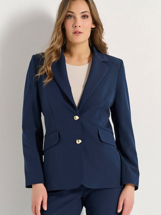 Matis Fashion Lang Damen Blazer Blau