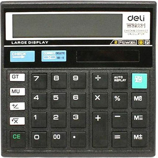 Deli Calculator 12 Digits in Black Color