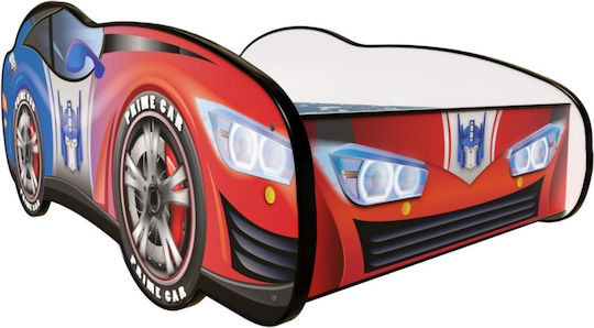 Racing Car Prime Pat pentru Copii Masina Single cu Saltea Multicolor 80x160cm