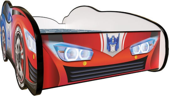 Racing Car Prime Pat pentru Copii Masina Single cu Saltea Multicolor 80x160cm