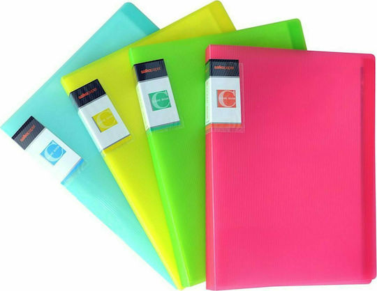 Salko Paper Clipboard Flexible with 60 plastic sleeves Slides for Paper A4 Yellow 1pcs