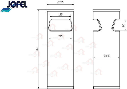 Jofel Metal Coș de gunoi Deșeuri 30lt Inox