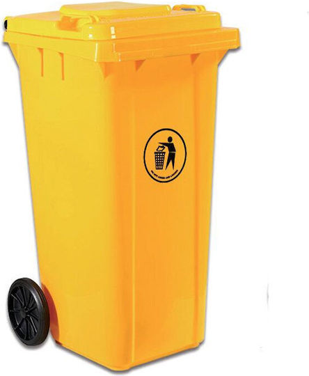 Delta Cleaning Plastic Coș de gunoi Deșeuri Coșuri de gunoi cu roți 240lt Galbenț