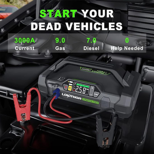 Lokithor JA3000 Pro Portable Car Battery Jump Starter 3000A with Power Bank / USB / Pump / Φακό 12V